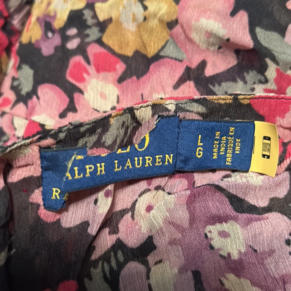 Polo by Ralph Lauren Floral Wrap Blouse in Pink, Yellow, Black - Picture 5 of 5